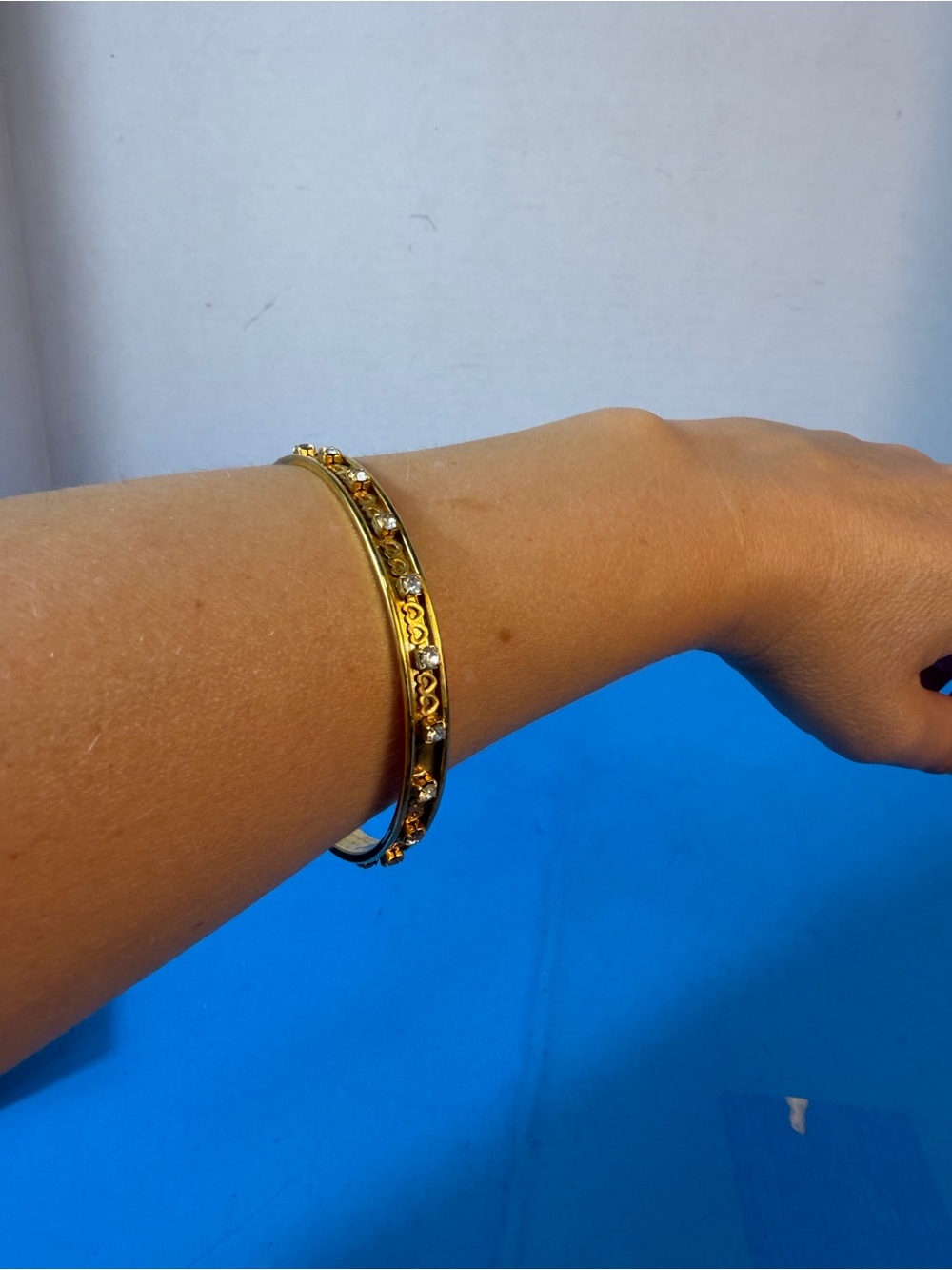 Gold Crystal Accent Bangle Bracelet - Women Jewelry